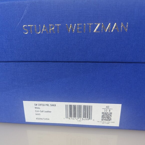 Stuart Weitzman $395 Italy Courtside Leather Crytalized Faux Pearl Sneakers - Picture 3 of 13